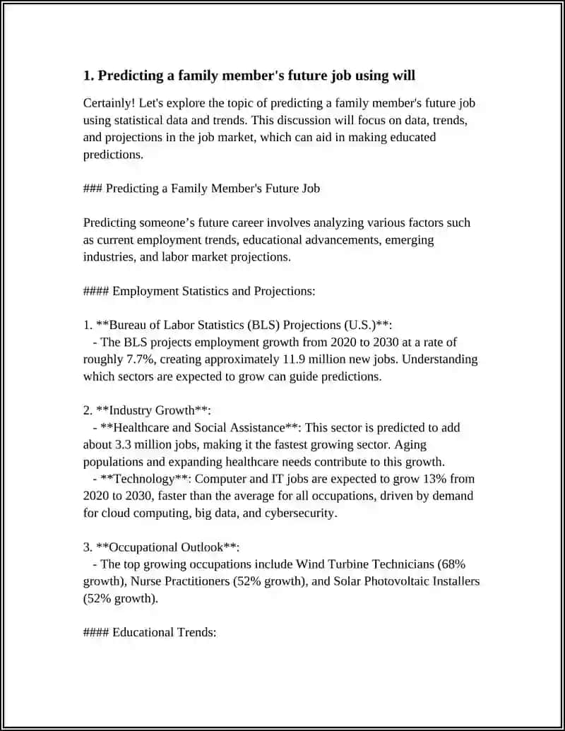 Predicting a Family Member's Future Job 3