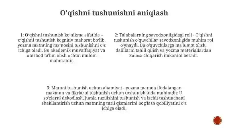 Matnni O'Qib Tushunishning O'Rni 3