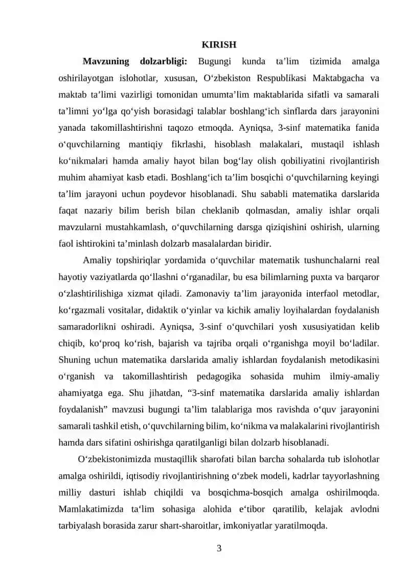 3-sinf matematika darslarida amaliy ishlardan foydalanish 3