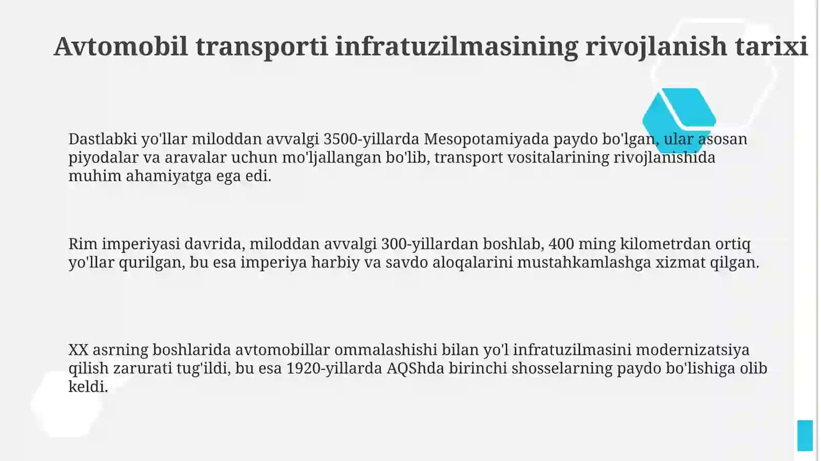 Avtomobil transporti infratuzilmasi 3