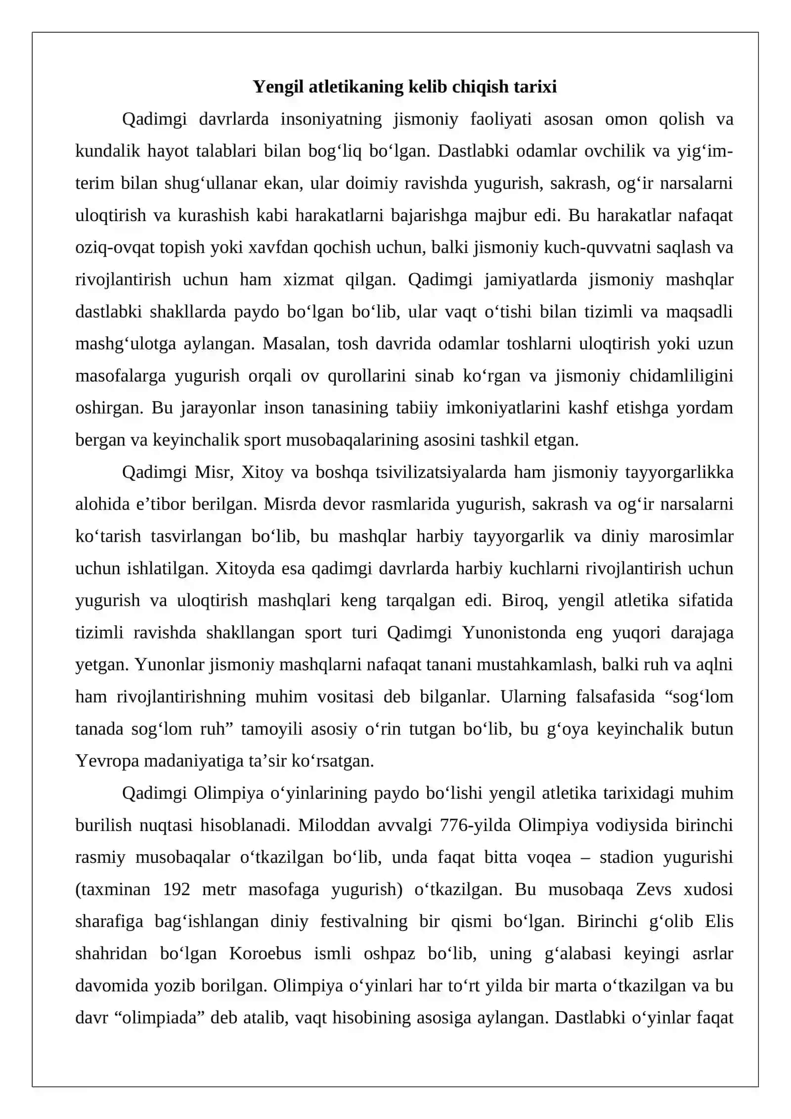 Yengil atletikaning kelib chiqish tarixi va dastlabki qoidalari 3