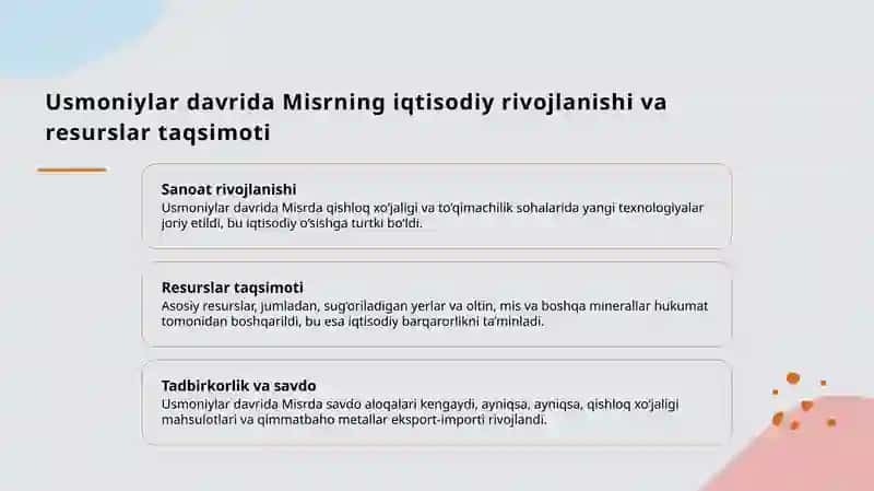 Misr Usmoniylari imperiyasi tarkibida Reja 3
