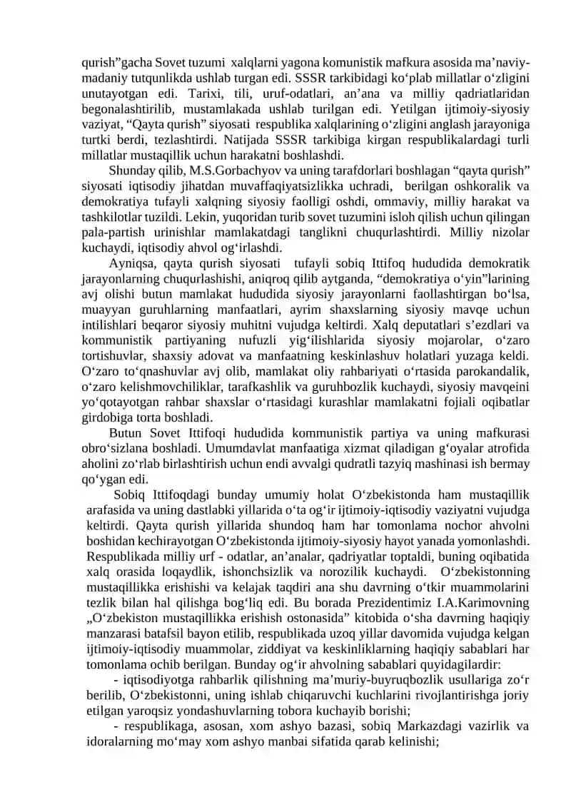 Mustaqillikka erishish arafasida Oʻzbekistondagi ijtimoiy-siyosiy jarayonlar 3