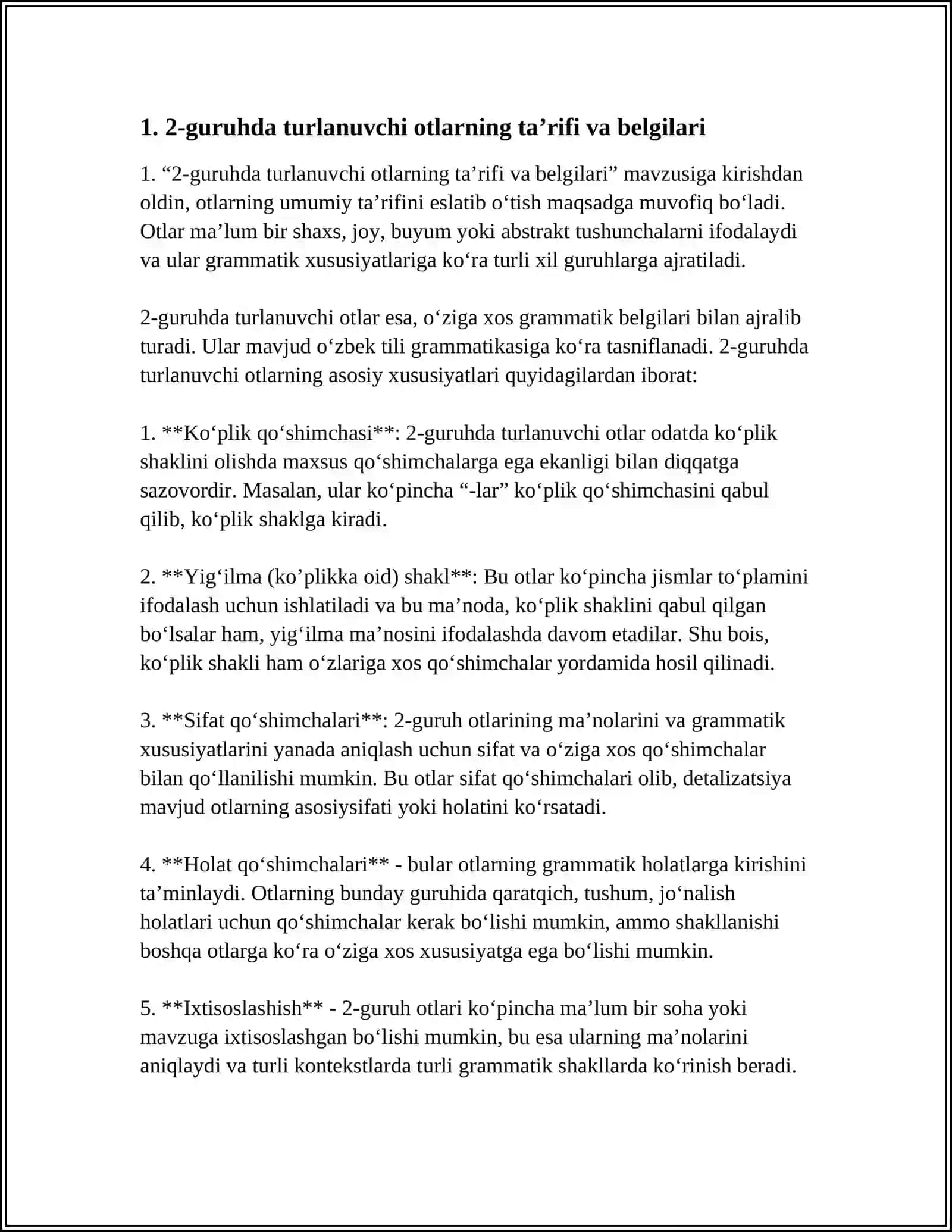 OT. GRAMMATIK KATEGORIYALAR 2 GURUHDA TURLANUVCHI OTLAR 3