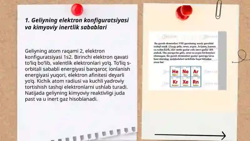 Geliy va sakkizinchi guruhning p-elementlari 3