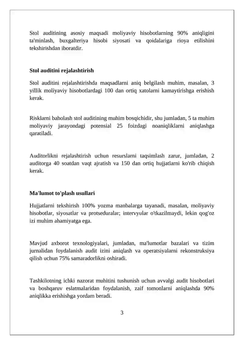 Stol auditining maqsadlari 3