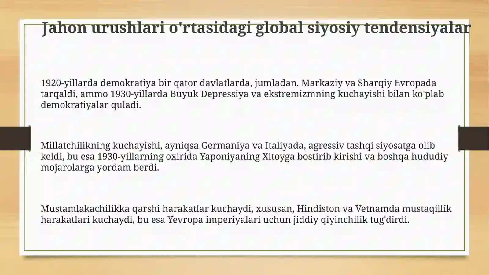 Jahon urishlari oraliqidagi siyosi hayot 3