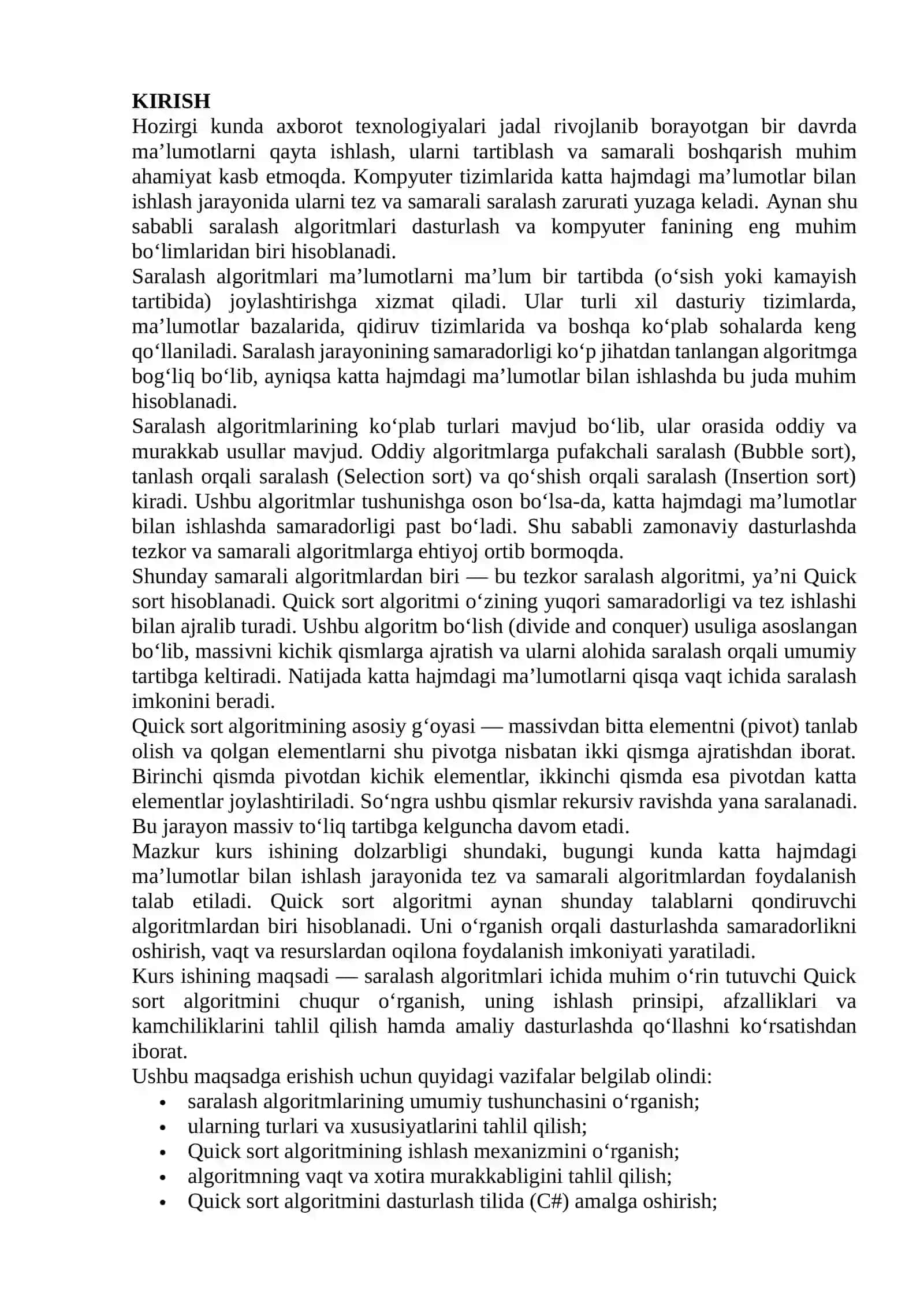 Saralash algoritmlari: Tezkor saralash (Quick sort) 3