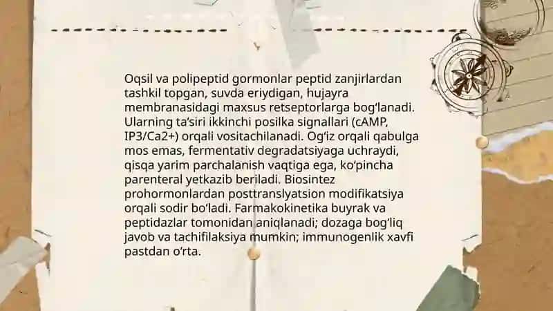 Oqsil va Polipeptid unumli gormonal moddalar Farmokologiyasi 3