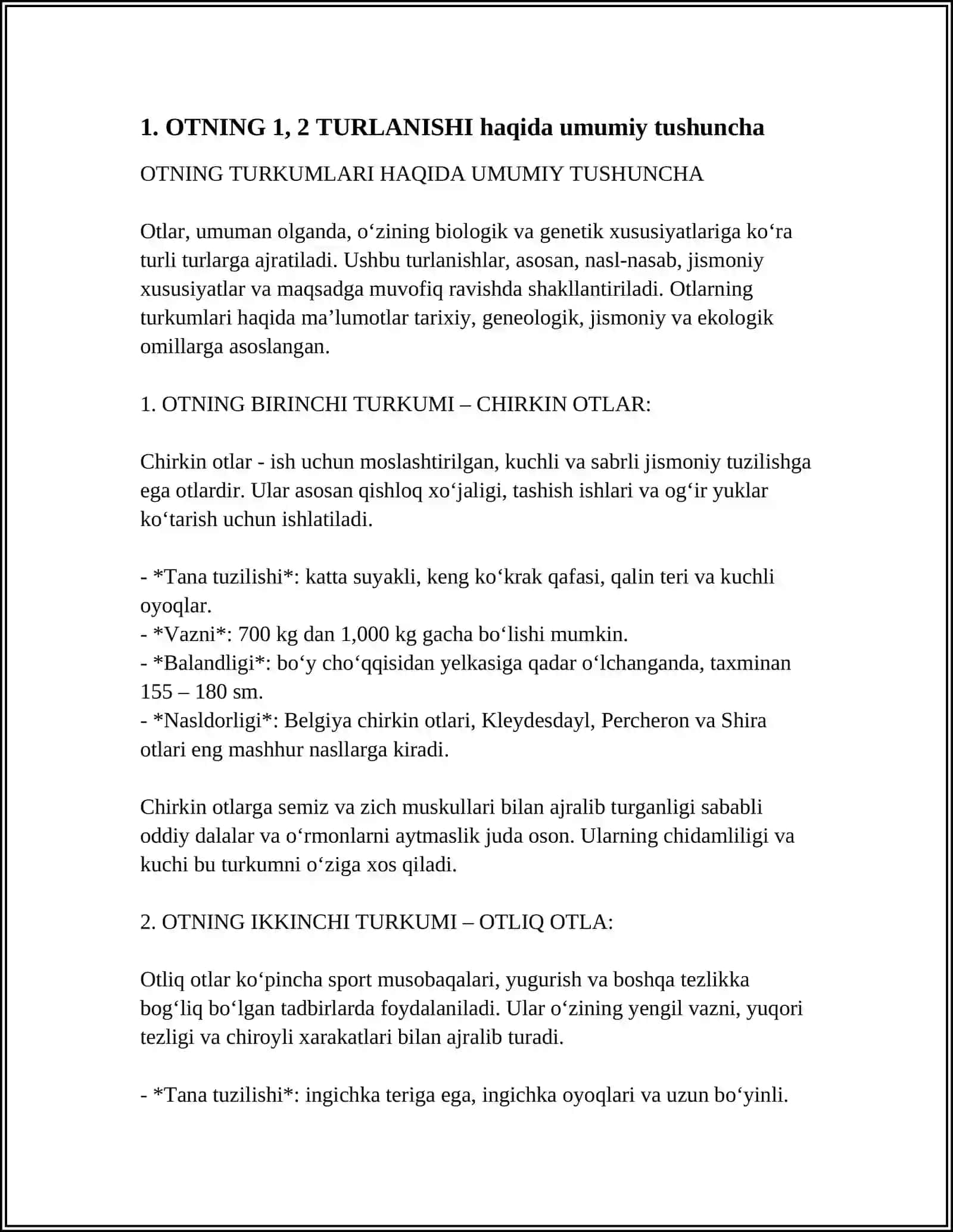 OTNING 1, 2 TURLANISHI 3