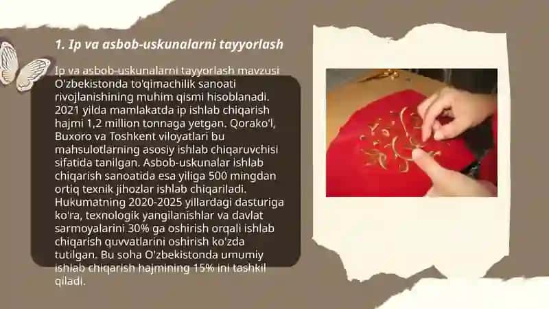 Zardo'zlik mahsulotlarini tikish jarayonlari 3