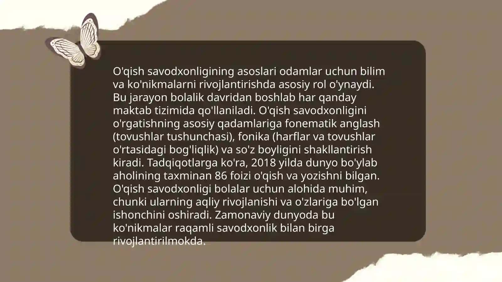 O'qish savodxonligi 3