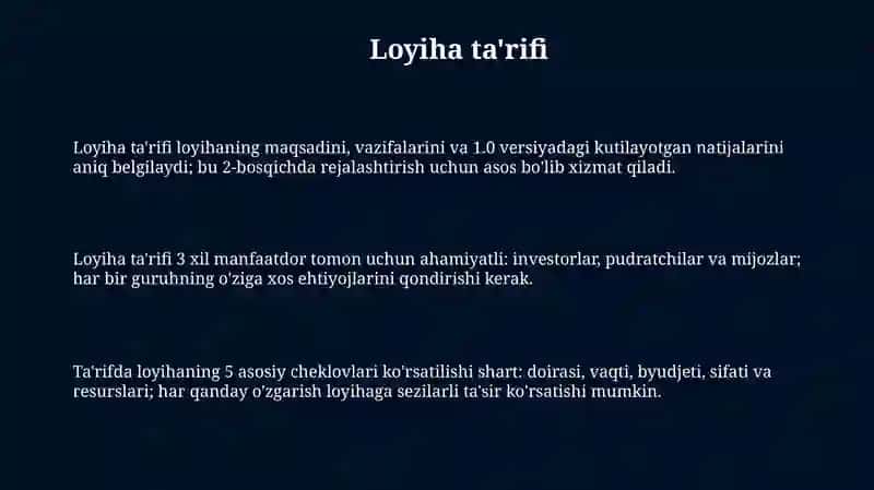 Loyiha Rejalashtirish Asoslari 3
