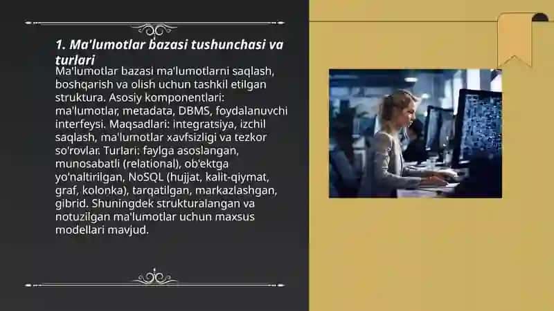 Ma'lumotlar bazalar va ular yaratish modellari 3