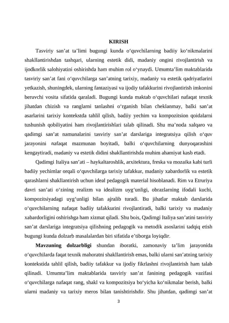 Qadimgi Italiya san’atini o‘rgatish 3