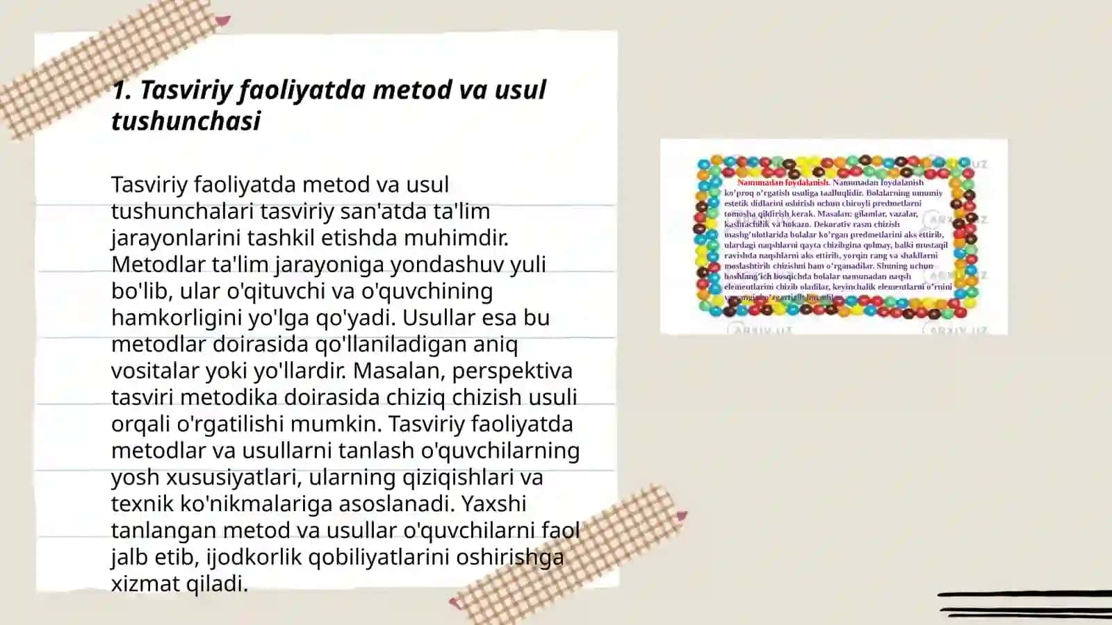 Tasviriy faoliyatga orgatishning metod va usullarini qollash 3