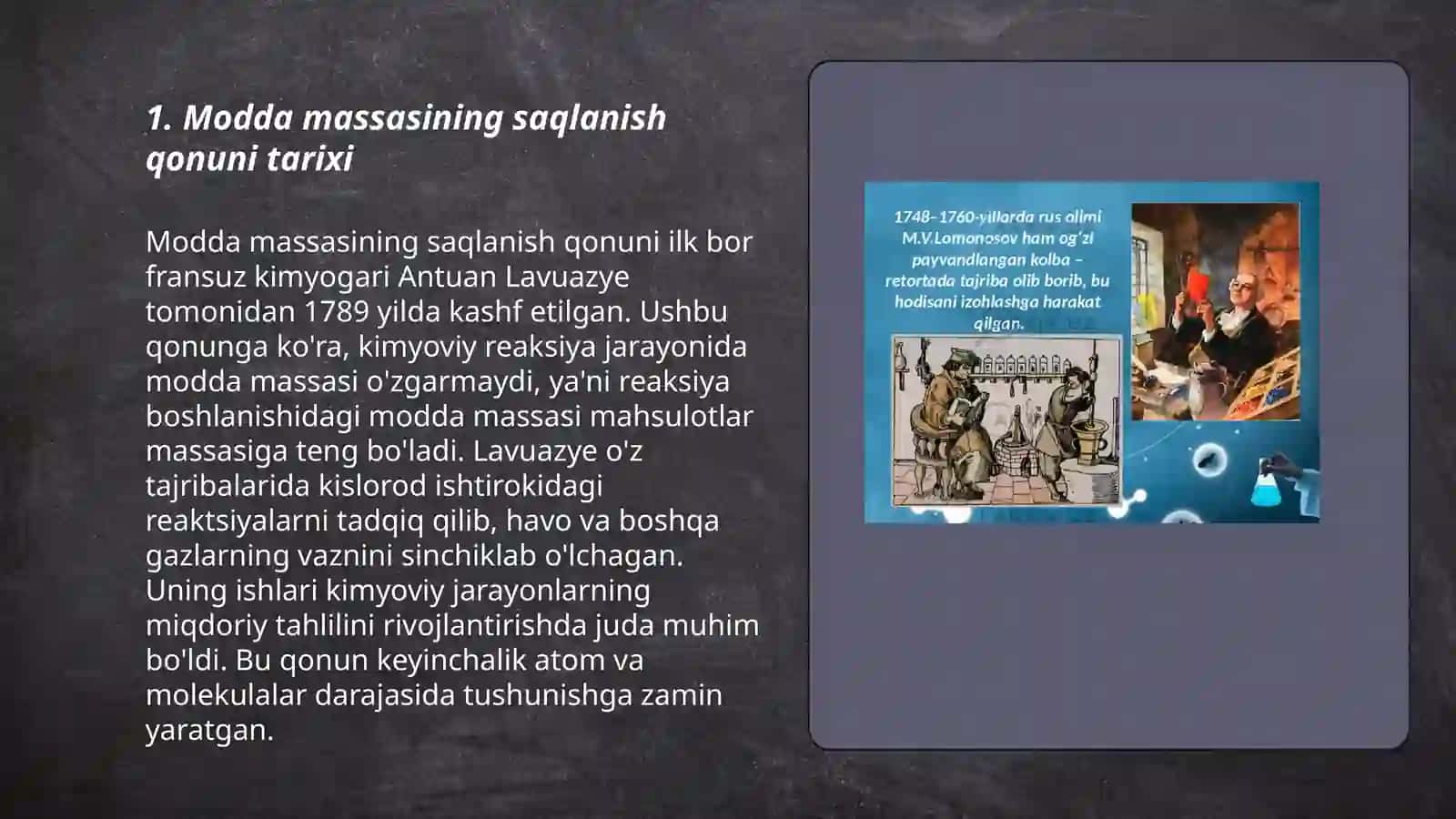 Modda massasining saqlanish qonuni va tarkibning doimiylik qonuni 3