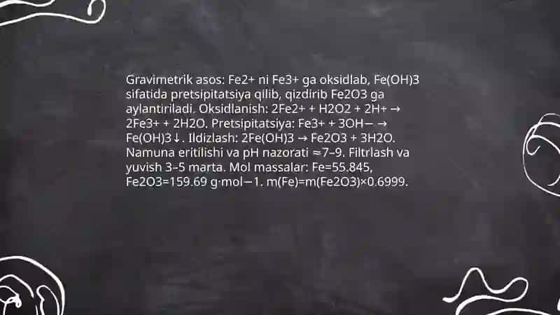 Mor tuzi tarkibida temir(ll) miqdorini aniqlash 3