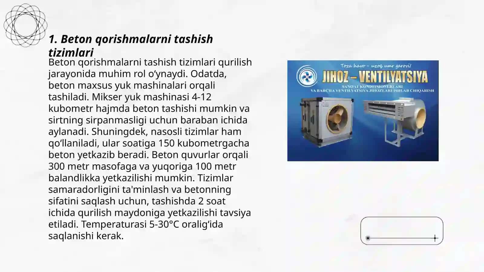 Beton qorishmalarni tashish tizimlari 3