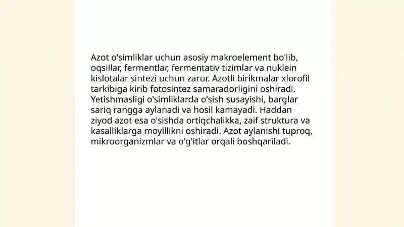 Azotni usimlik hayotidagi urni 3
