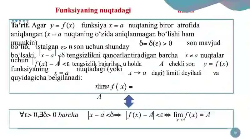 Funksiya tushunchasi. Funksiya limiti. Funksiya Limitini hisoblash 3