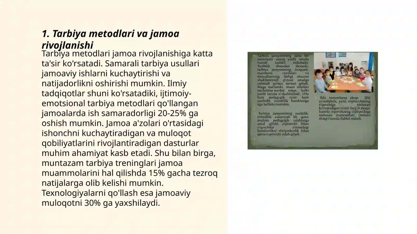Tarbiya metodlari va jamoa rivojlanishi 3