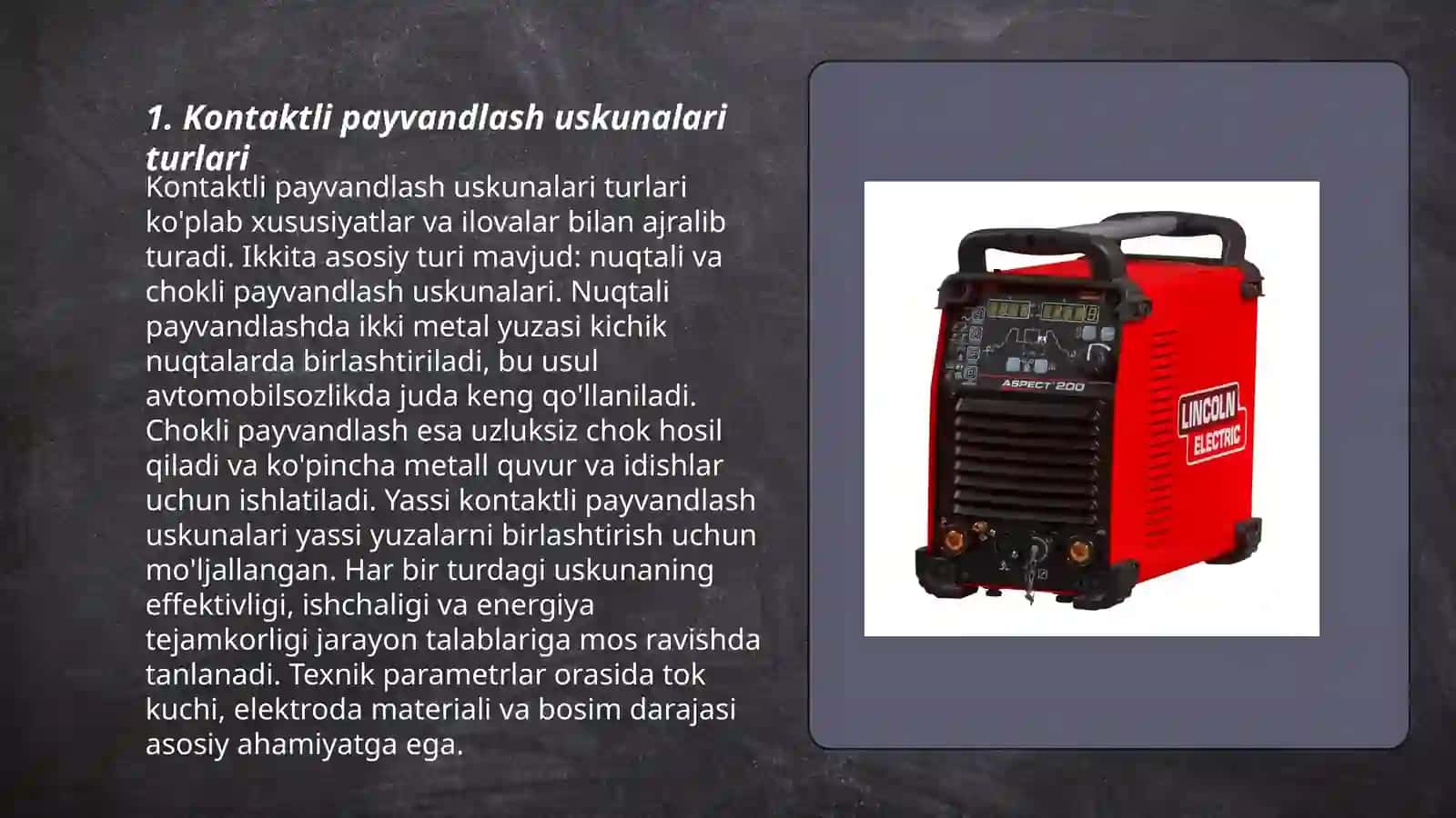 Kontaktli payvandlash uskunalari turlari 3
