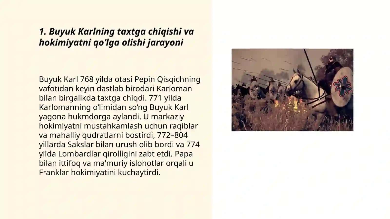 Buyuk Karlning Franklar imperiyasiga kelishi 3