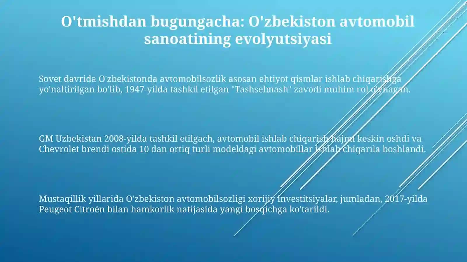 Oʻzbekiston avtomobilsanoati: Kecha va Bugun 3