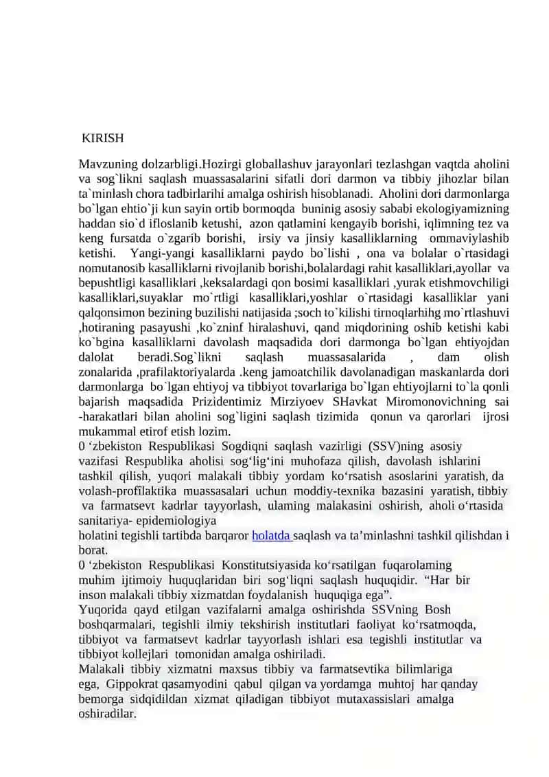 “Aholi va sog‘liqni saqlash muassasalari dori vositalari va tibbiy buyumlarga bo‘lgan ehtiyojini aniqlash” 3