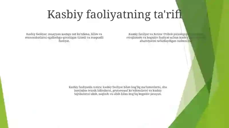 Kasbiy Faoliyat Va Xotira 3