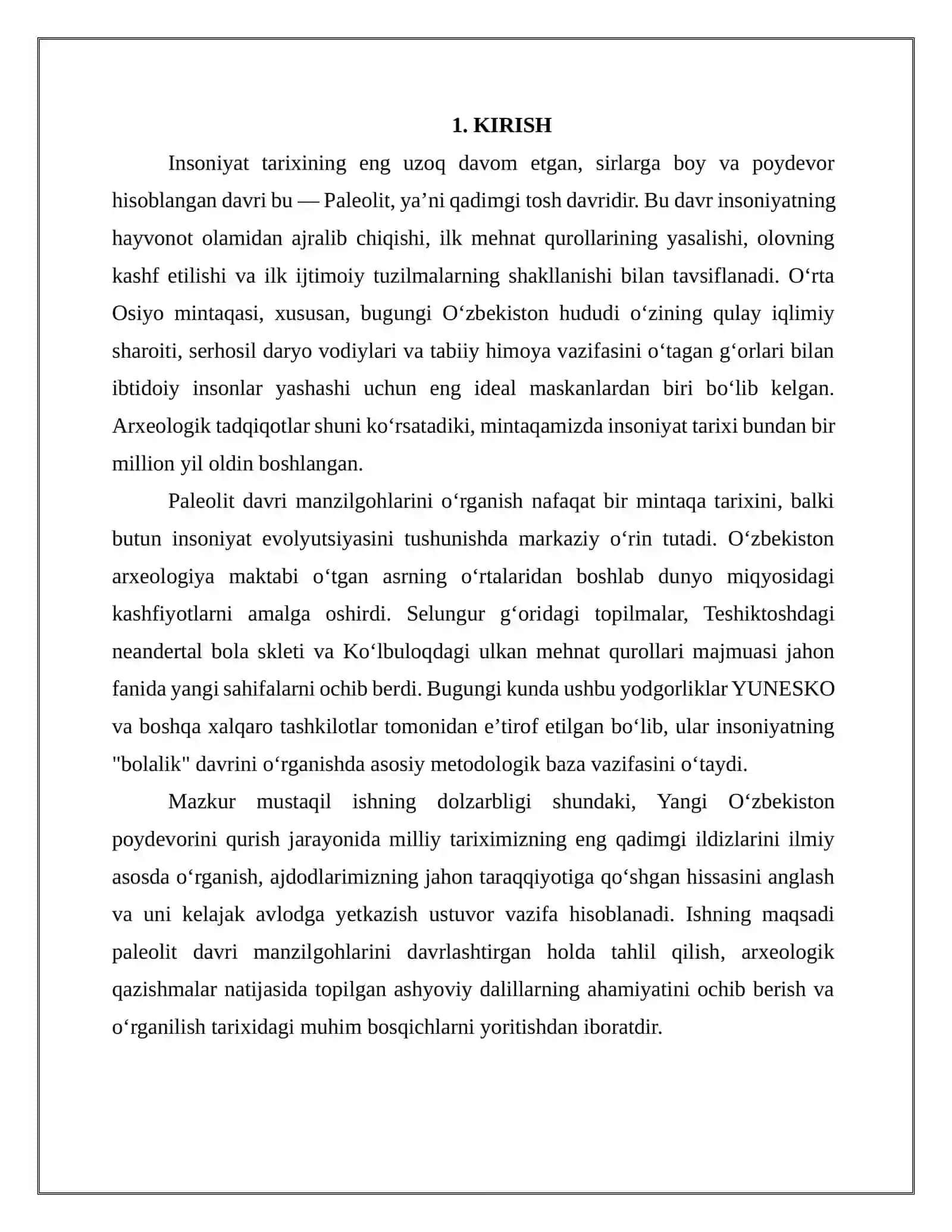 PALEOLIT DAVRI MANZILGOHLARI VA ULARNING O‘RGANILISH TARIXI 3