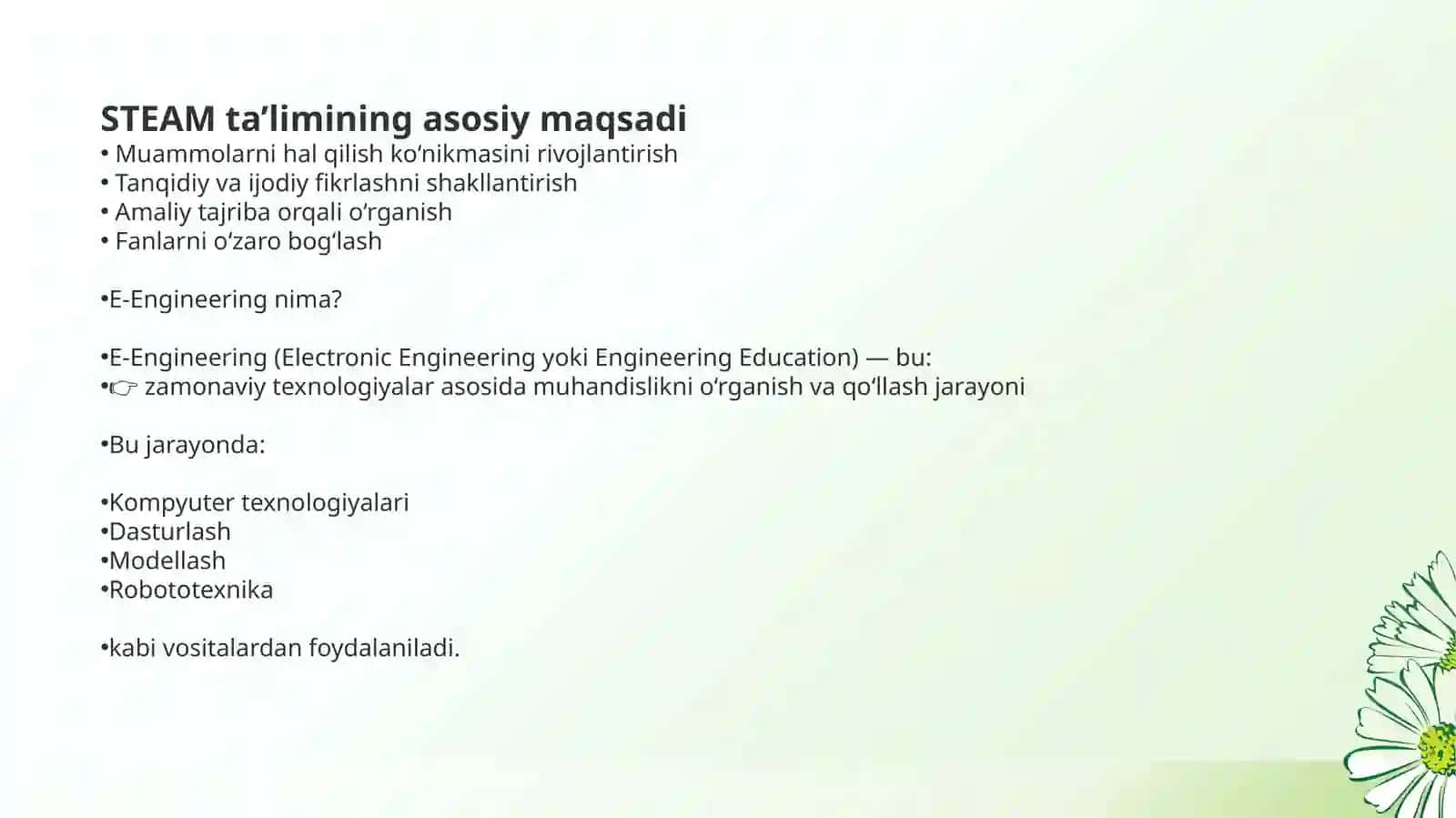 E-Engineering. LEGO – qurilish, konstruksiyalash – STEAM ta’lim moduli sifatida 3