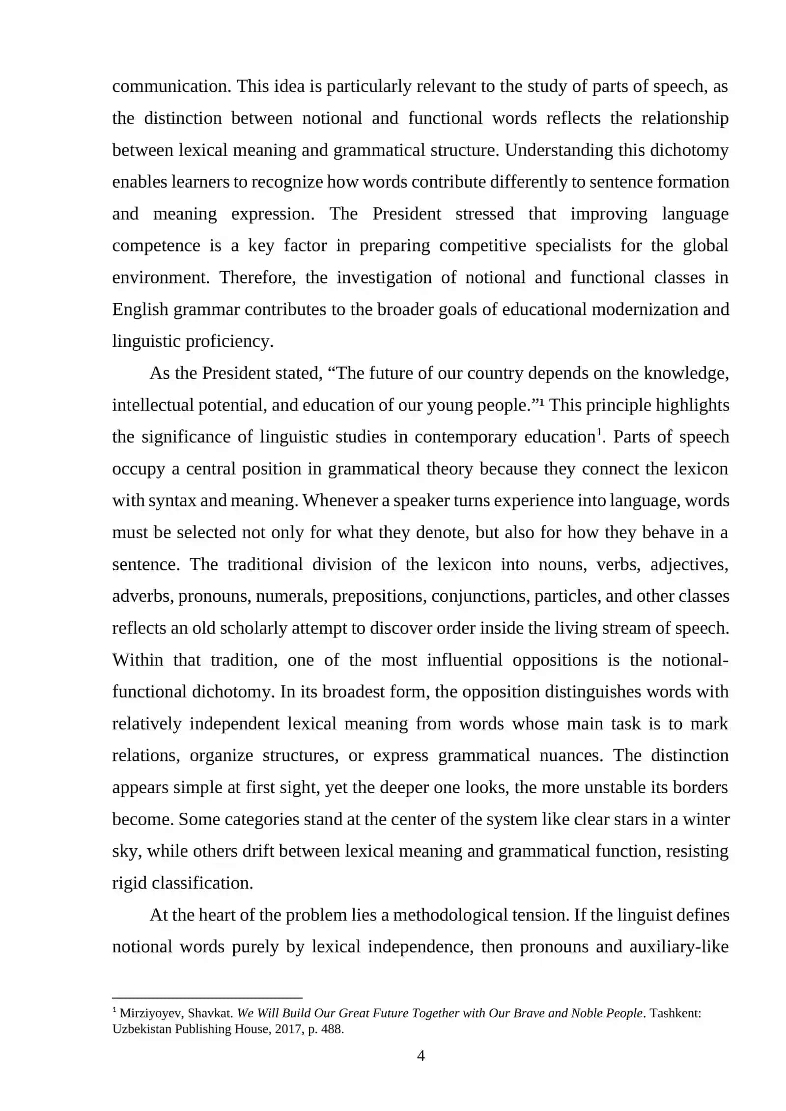 The Notional–Functional Dichotomy in Parts of Speech 3