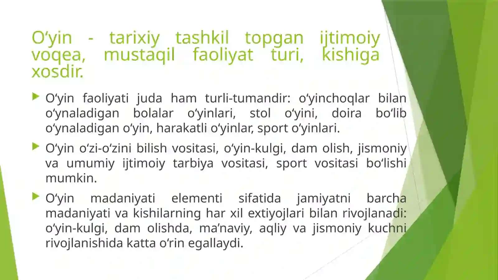 Harakatli o‘yinlar 3
