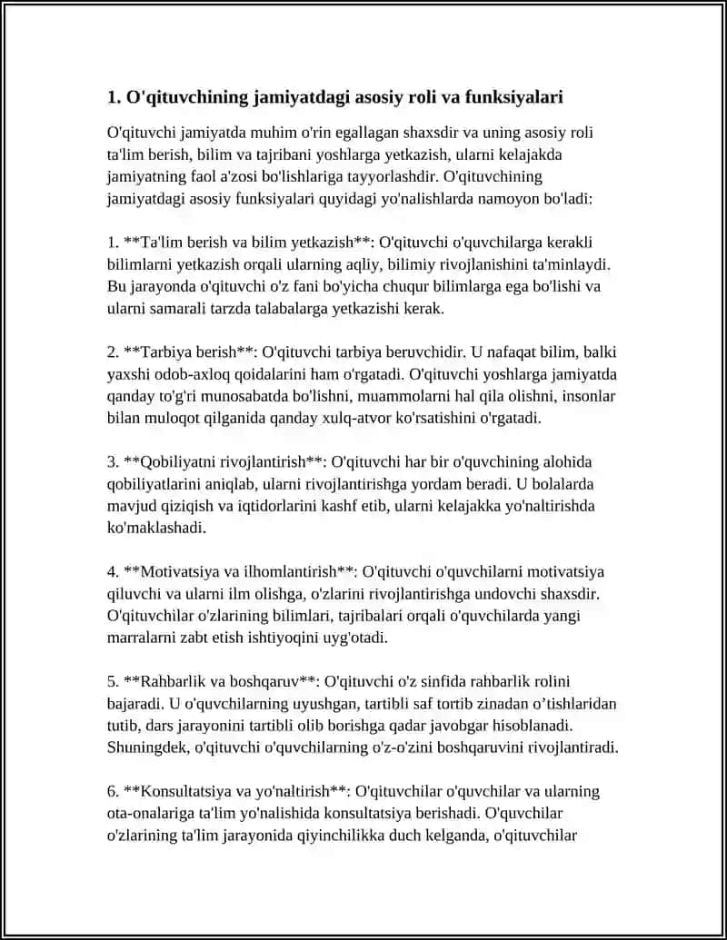 O'QITUVCHINING JAMIYATDA TUTGAN O'RNI 3