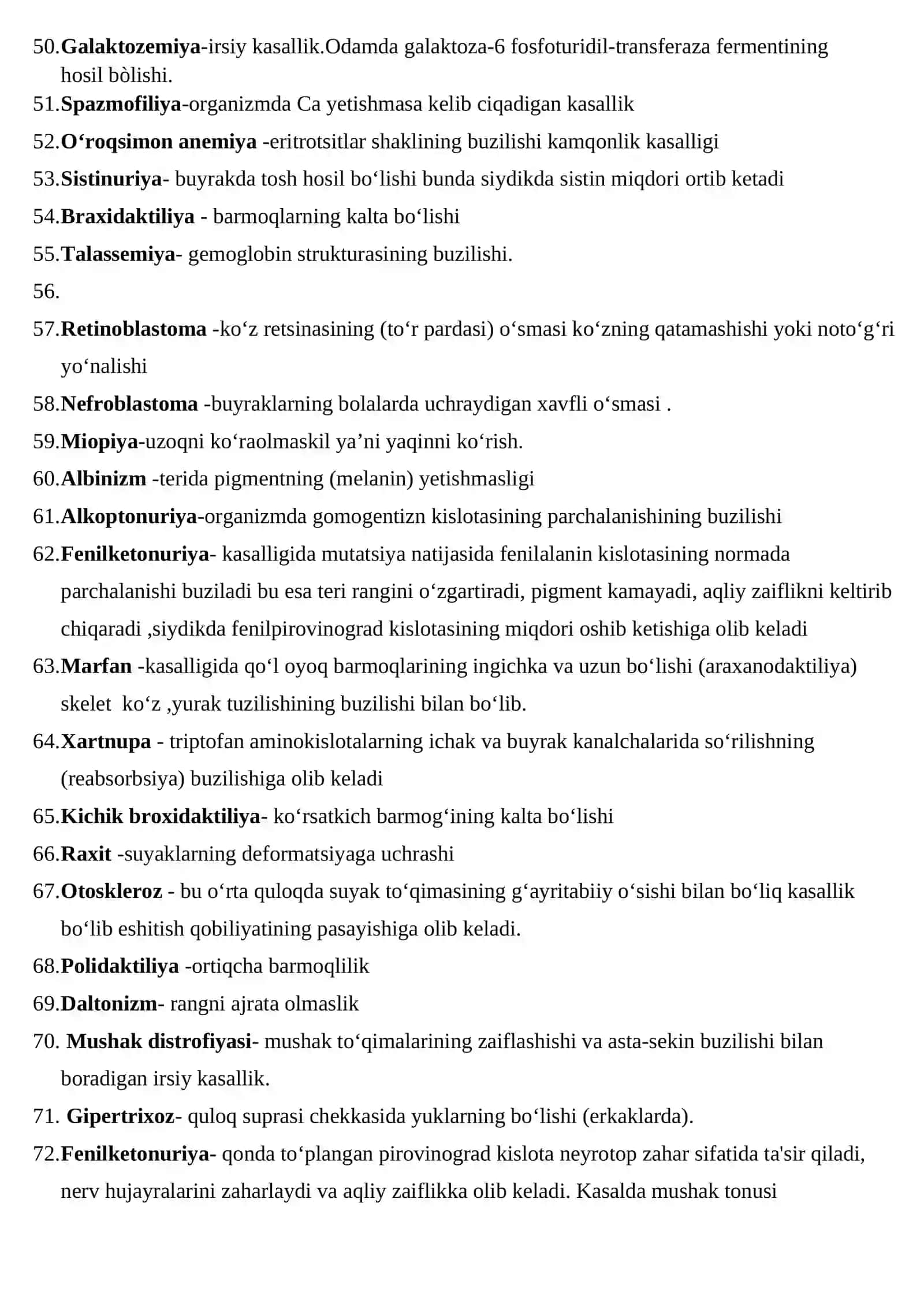 Tibbiy biologiya (Xoliqov.) kasalliklar to‘plami 3