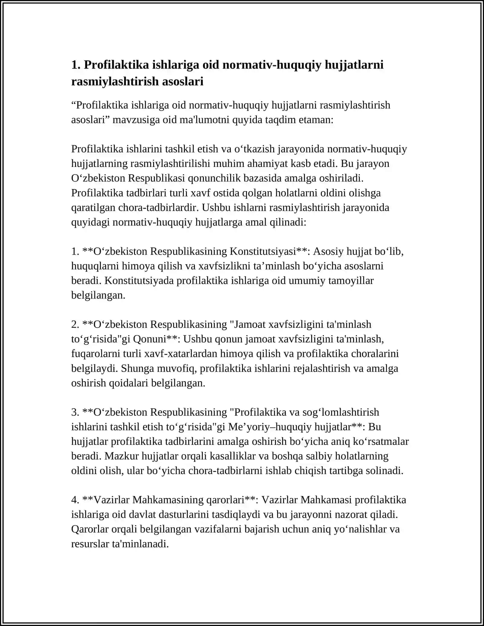 PROFILAKTIKA ISHLARIDA QOʻLLANILADIGAN HUJJATLARNI RASMIYLASHTIRISHNI OʻRGANISH 3