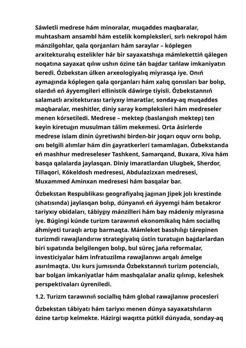 Ózbekstanda turizmniń rawajlanıwı. 3