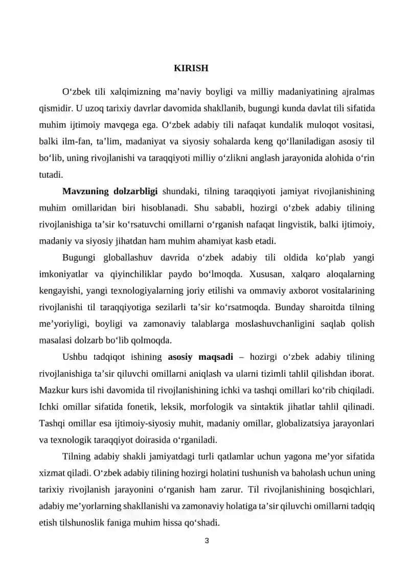 HOZIRGI O’ZBEK ADABIY TILI TARAQQIYOTINI BELGILOVCHI OMILLAR 3