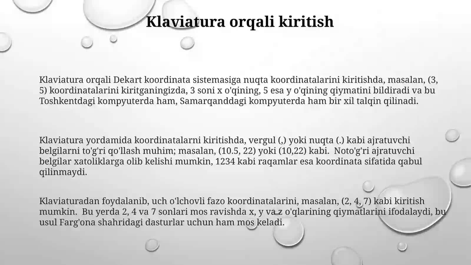 Dekart koordinatalar sistemasida nuqta koordinatalarini kiritish usullari 3