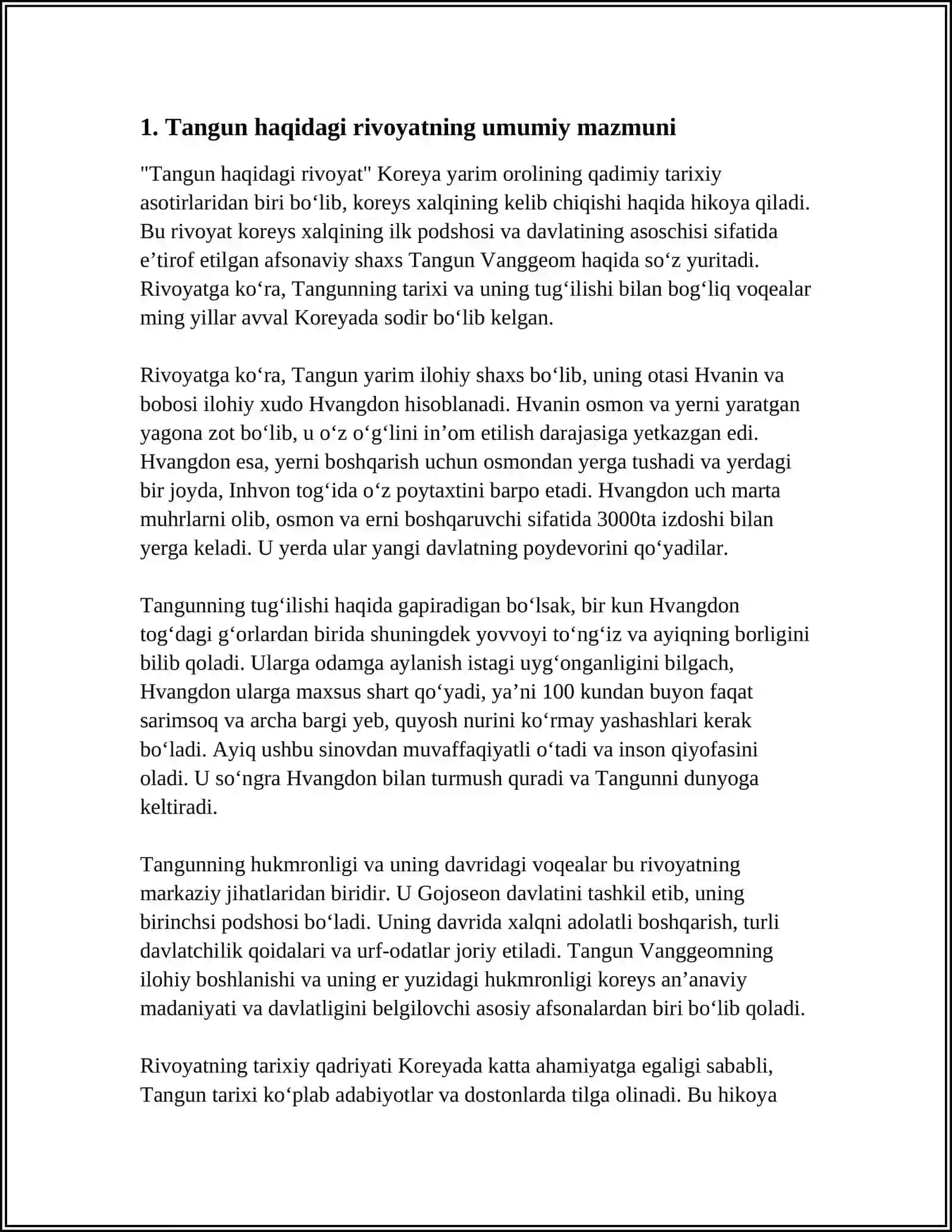TANGUN HAQIDAGI RIVOYAT 3