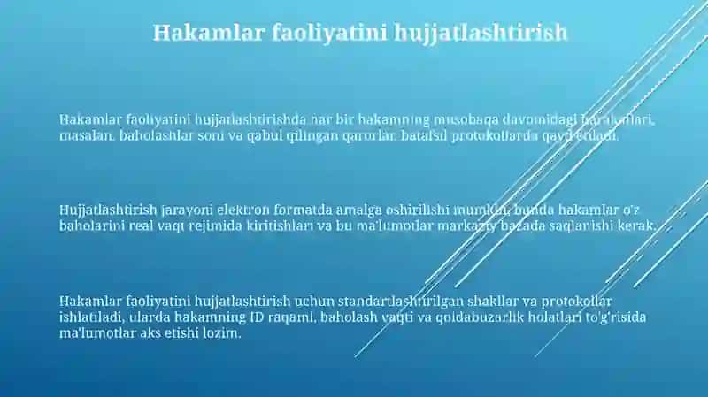 Musobaqa vaqtida kotib hakamlarining faoliyati 3