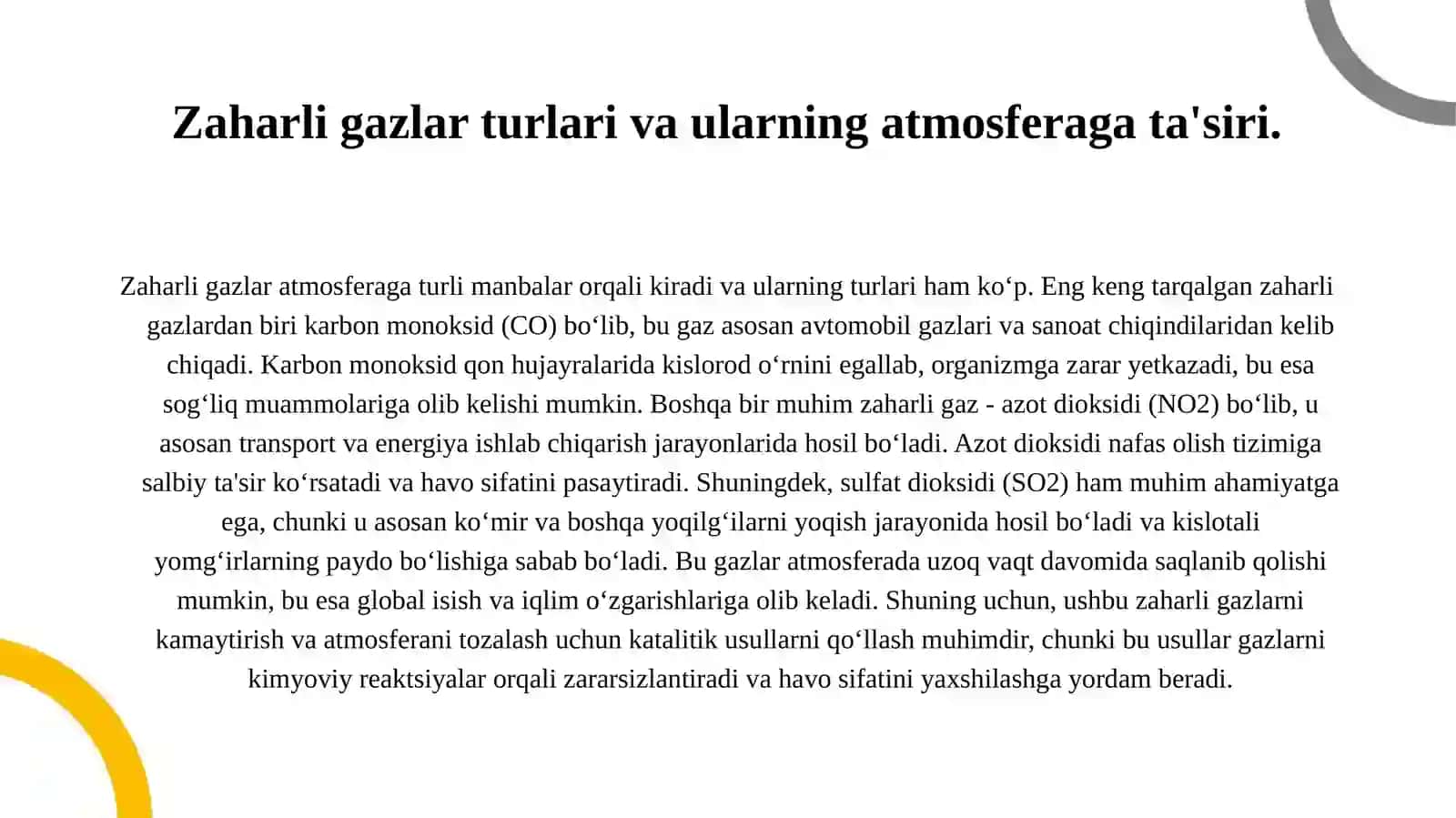 Atmosfera xavosini zaharli gazlardan katalitik usul bilan tozalash 3