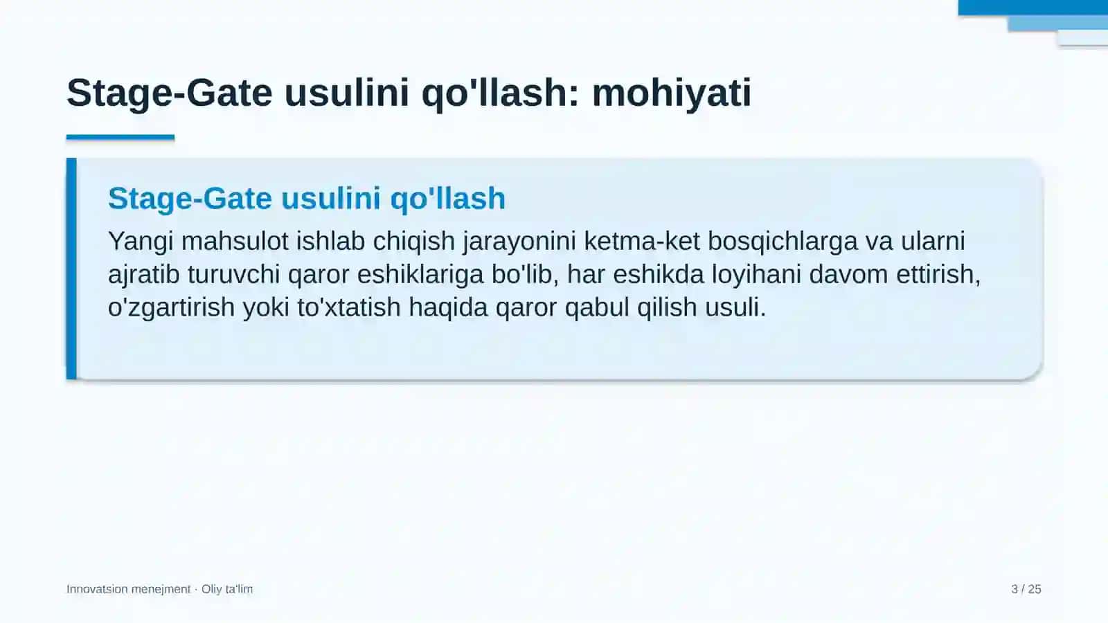 Kutubxonalarda Stage-Gate usulini qo'llash 3
