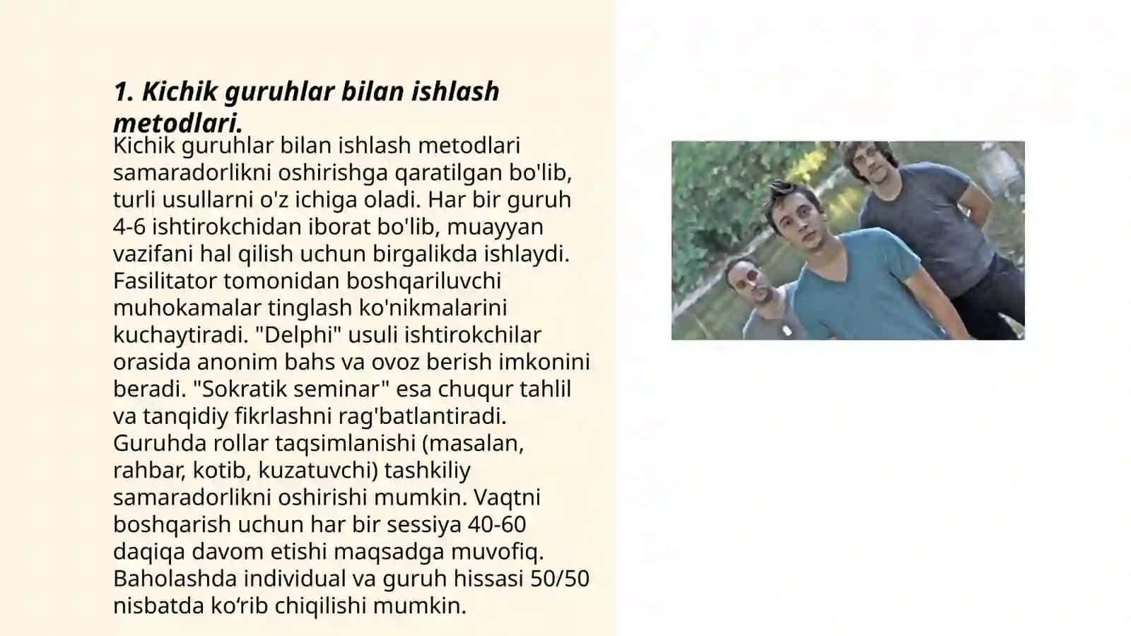 Kichik guruhlar bilan ishlash metodlari 3