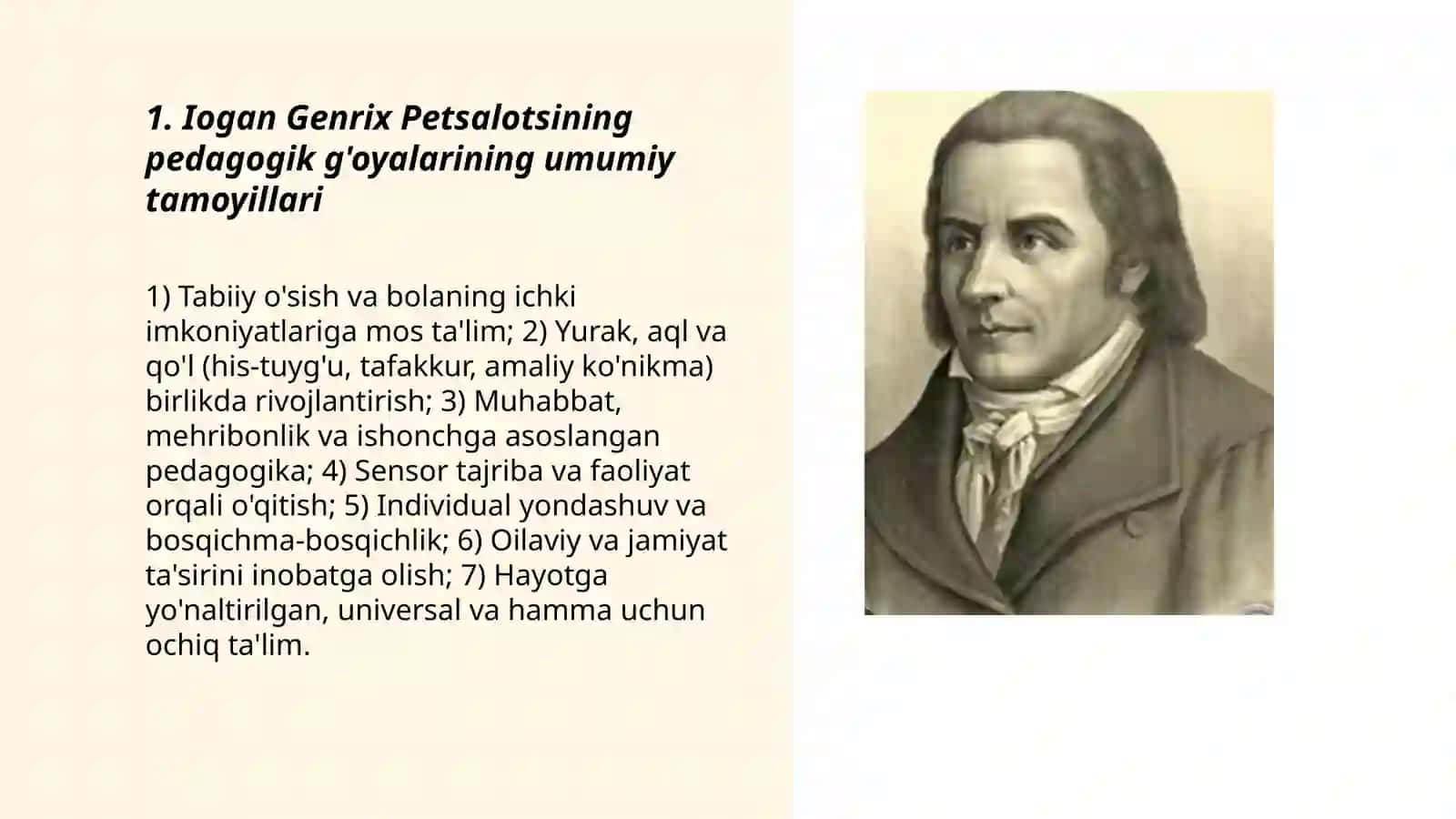 Iogan Genrix Petsalotsining pedagogik g'oyalari 3