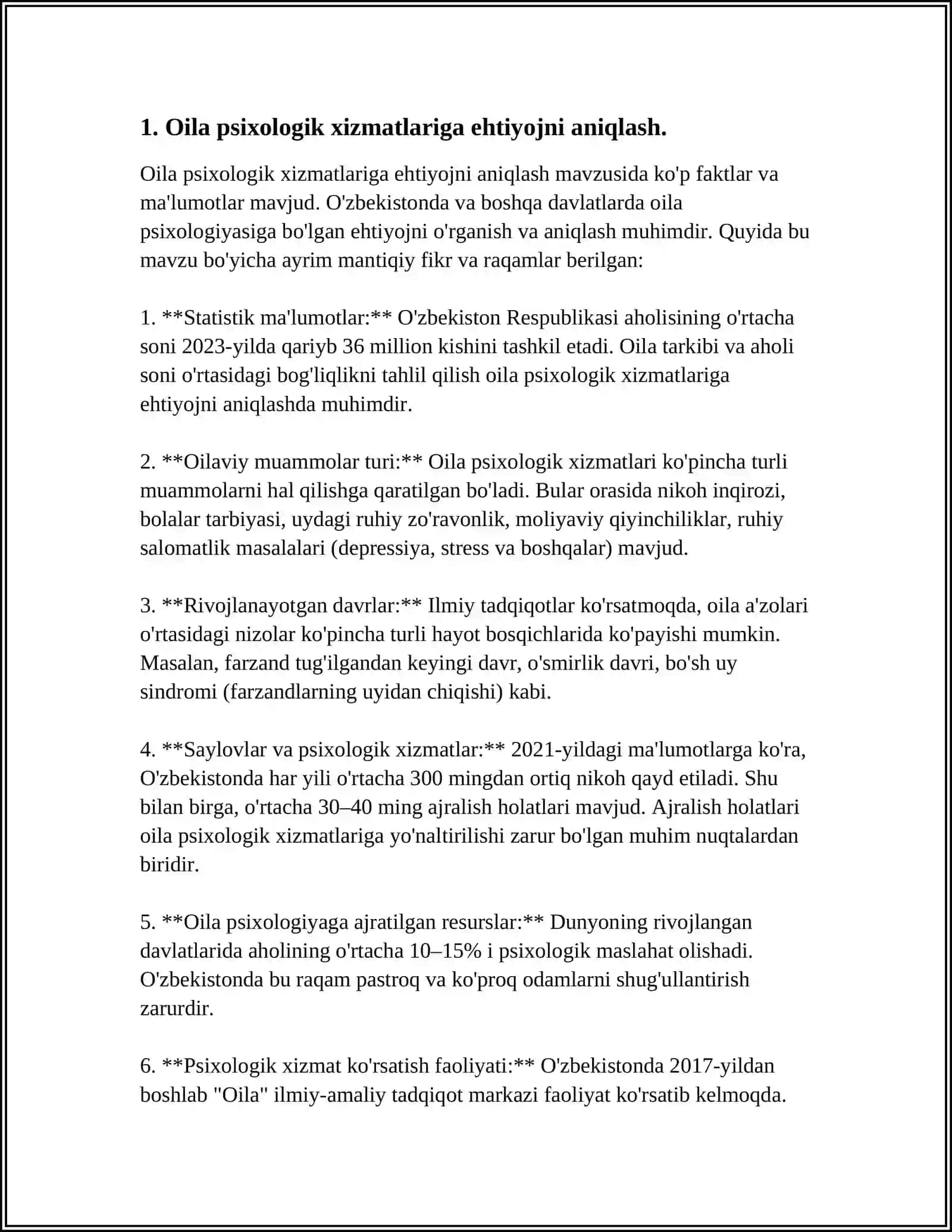 Oila psixologik xizmatlariga ehtiyojni aniqlash 3