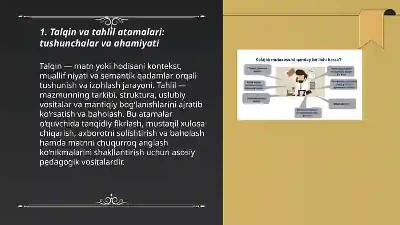 Talqin va tahlil qila olish ko'nikmalarini shakllantirish 3