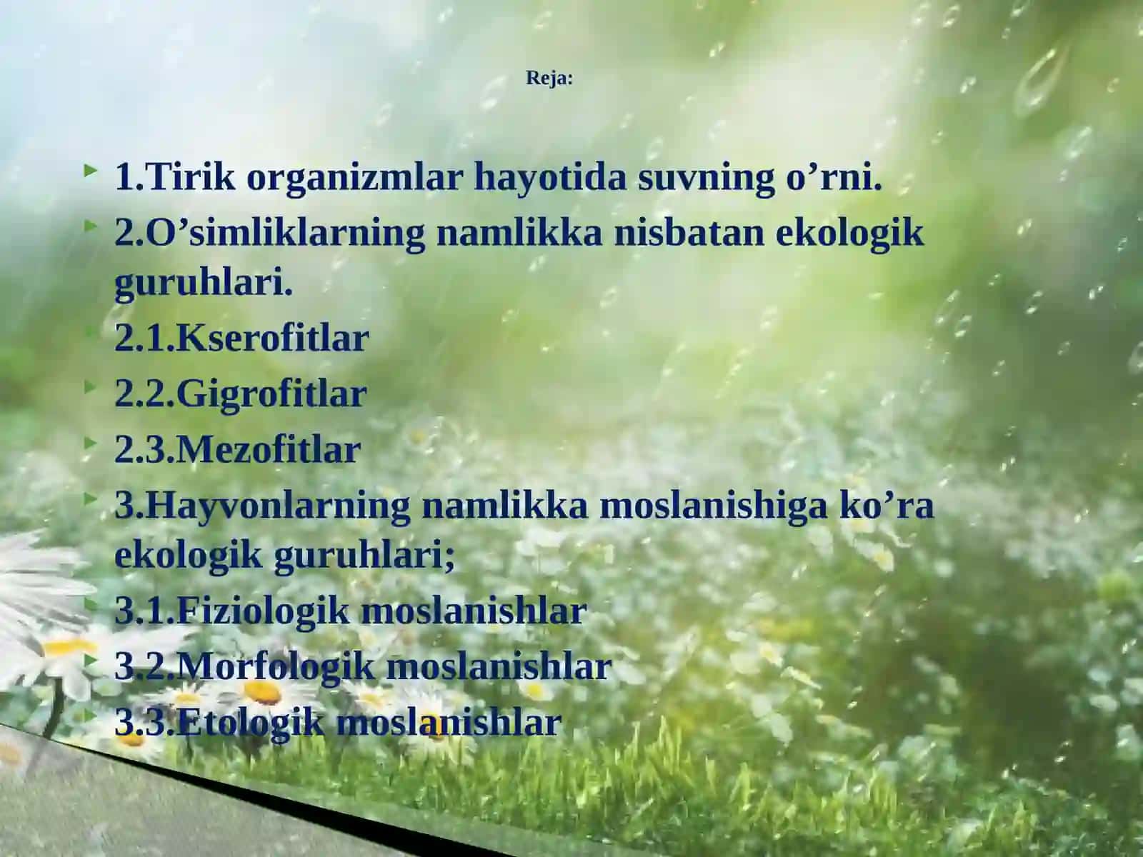Tirik organizmlar hayotida suvning o'rni 3